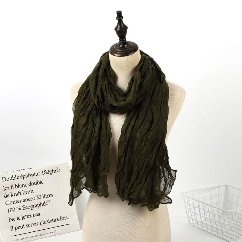T422 new knitted shawl cute summer winter versatile retro scarf solid color woven silk scarf female autumn and winter lazy style