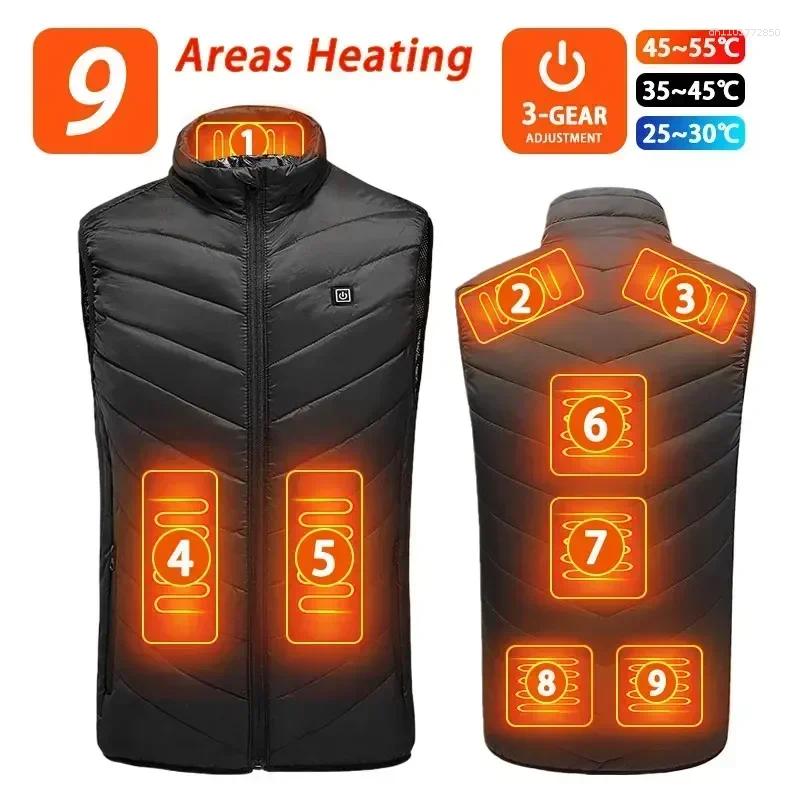 Men's Down Heated Vest 21 Heating Zones USB Self Men Women Winter Warm Thermal Jacket For Outdoor Activities