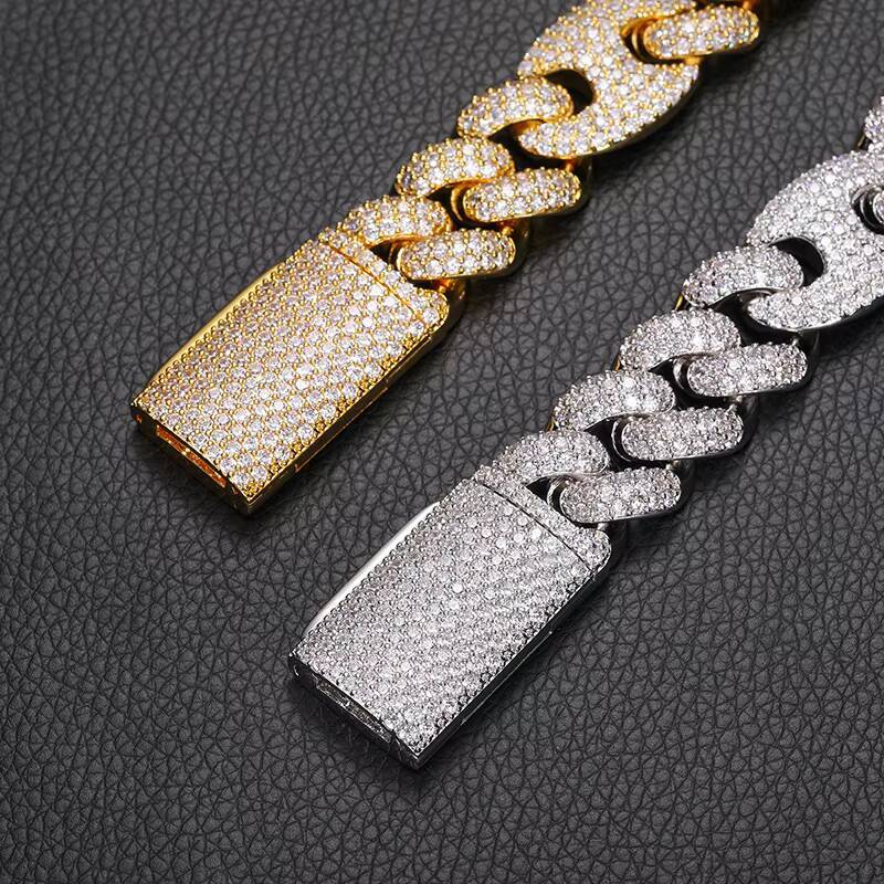Hot Sale High Quality Luxury Jewelry Hip Hop Iced Out Moissanite/Moissanite Cuban Chain Necklace for Men and Women
