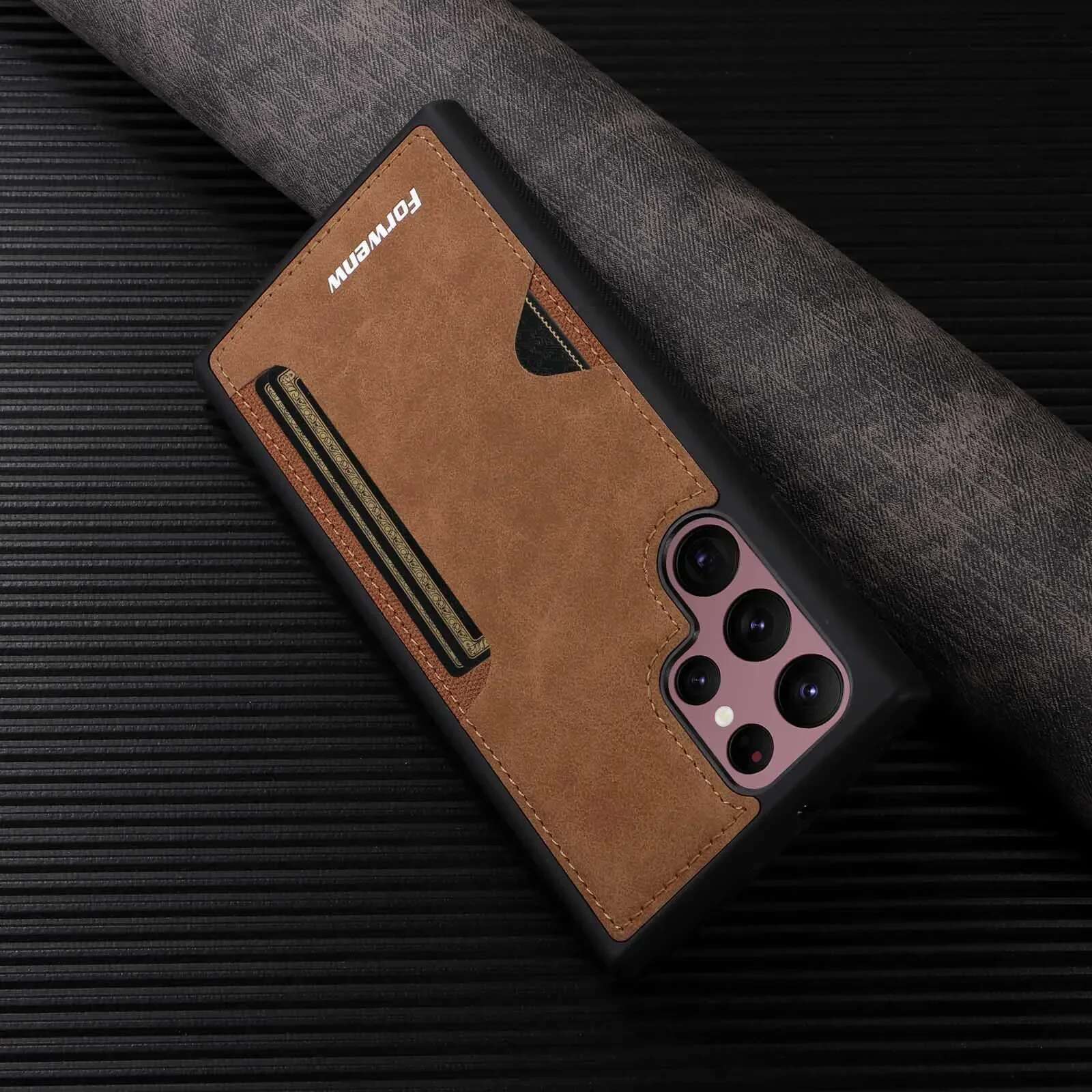 Retro Card Solt Case for Samsung Galaxy S24 S25 Ultra S23 FE S22 Plus A15 A25 A35 A14 A24 A34 A54 A13 A23 A33 A53 Leather Cover