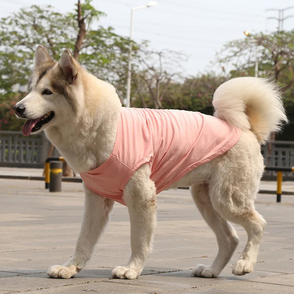 Oversized Sleeveless T-Shirt Big Dog Clothes Summer Cool Breathable Pet Clothes Pure Cotton Plain Vest Large Dog Pet Supplies 250402