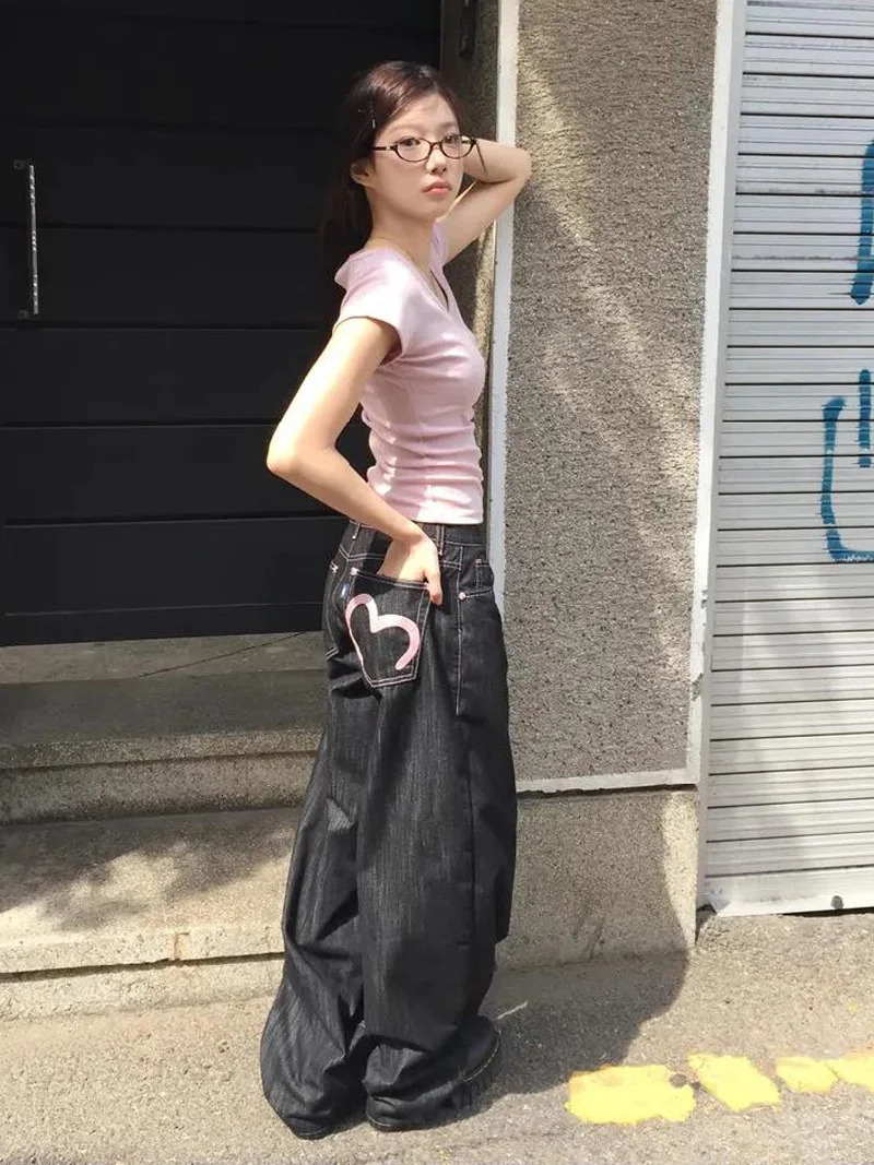 Autumn Winter Womens Denim Jeans Y2K Wide Fit Baggy Grunge Harajuku Cowboy In Pants Korean Mom Punk Retro Z260313