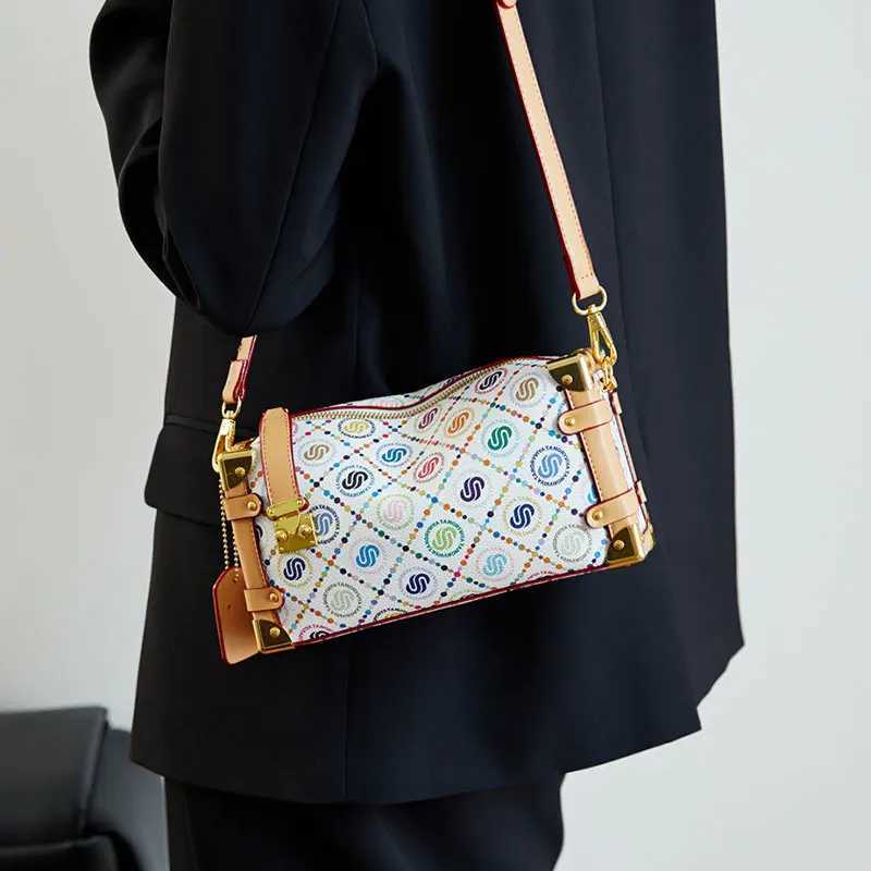 2025 New Arrival Womens Box Shoulder/Crossbody Bag - Dopamine Print Soft Leather High - End Details Handheld OptionW251106