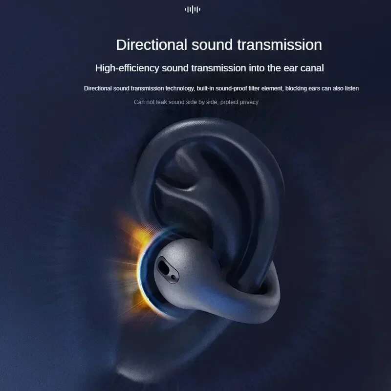 NEW Bluetooth 5.3 Wireless Bone Conduction Headphones T75 Clip Ear Music Noise Canceg Headset HD Call Sports Gaming Earphone