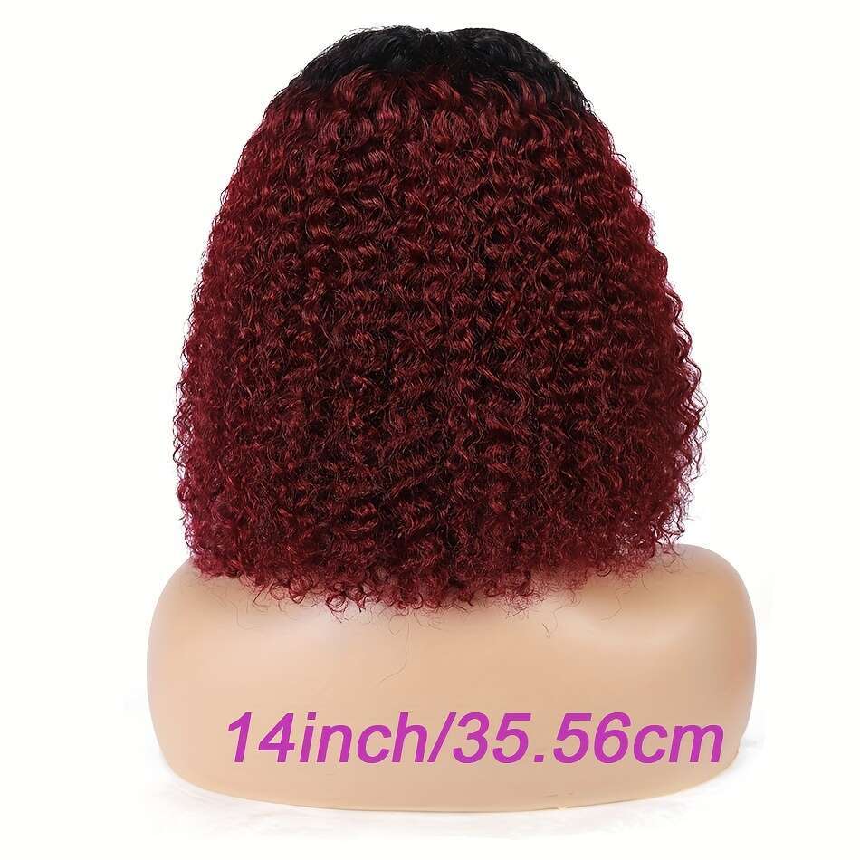 Ombre Bury Kinky Human Closure Jerry Curly Brazilian Hair Glueless Wigs With Pre Plucked 4X4 Lace Front Protective Sling Natural Look Hiensi , Premium