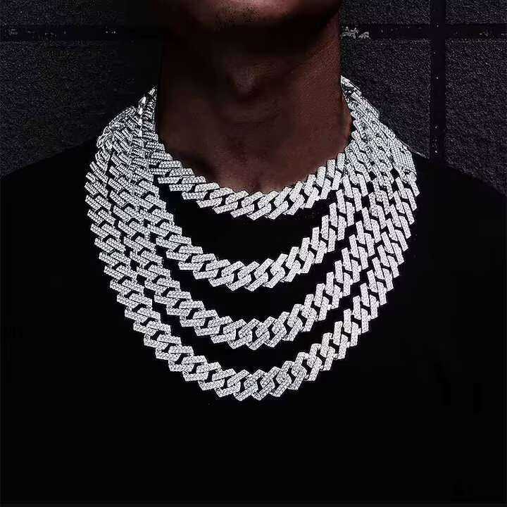 VVS Moissanite Diamond 10mm Width Cuban Link Chain Unisex 925 Silver Iced Out Necklace Bracelet for Men Parties