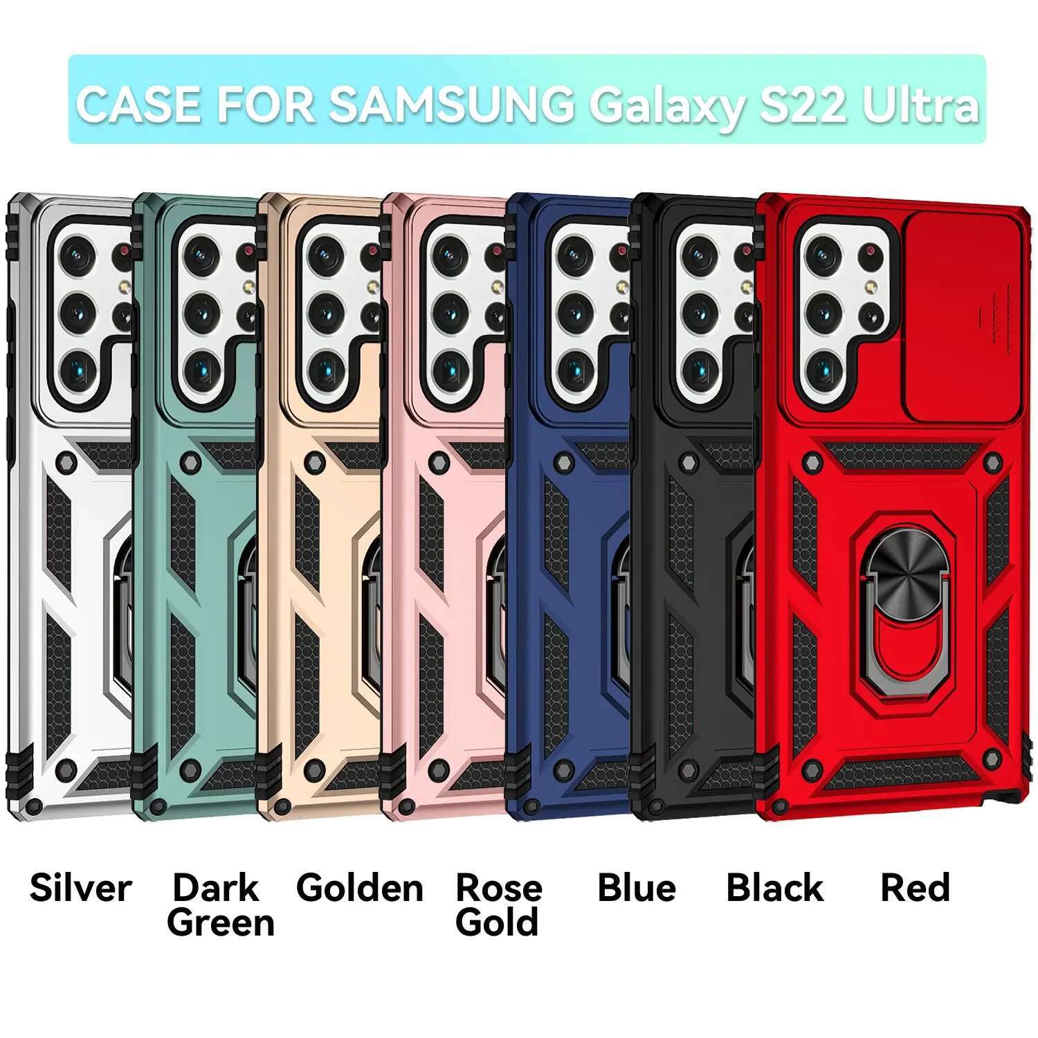 For Galaxy Case Coque Fundas Slide Lens Magnetic Holder Back Bumper Samsung S23 S24 S22 S21 Plus Ultra Cover