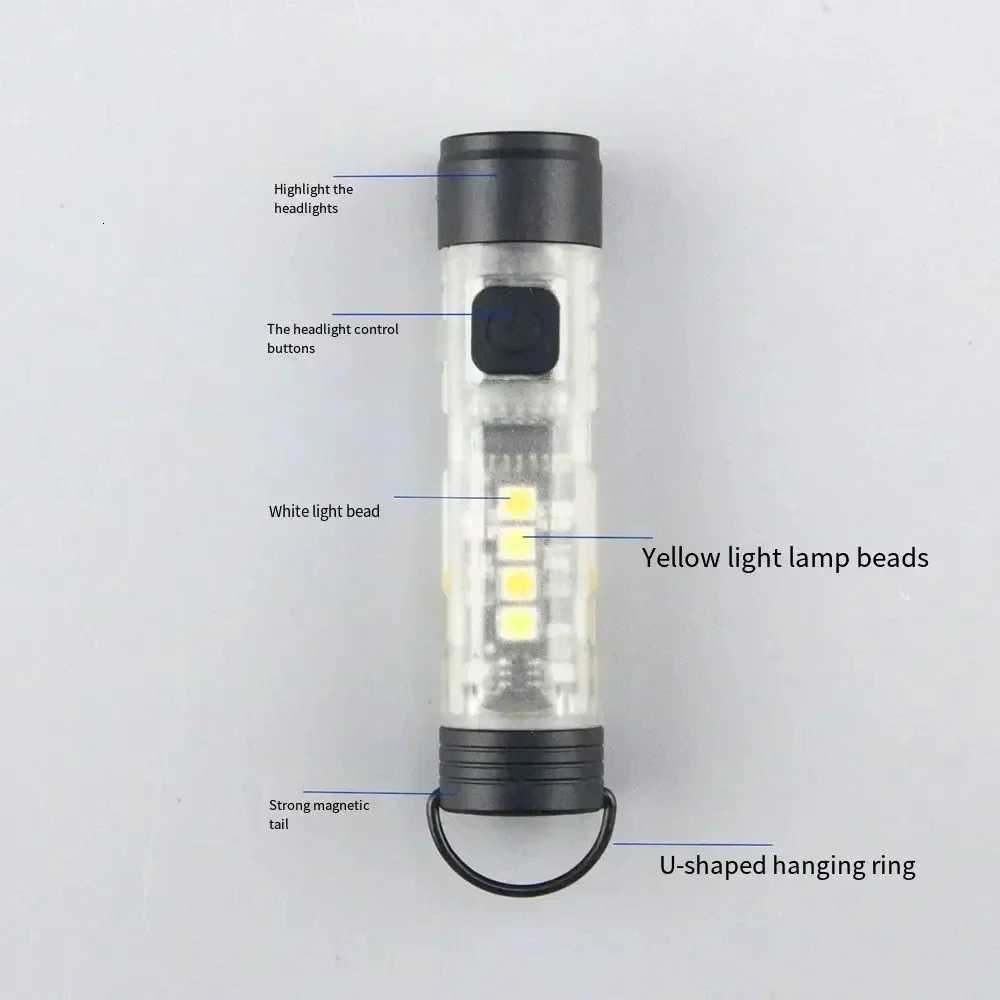 Outdoor Mini Led Flashlight Pocket Flashlight with Magnetic Hook Outdoor Key Clip Cap Flashlight Disaster Relief Emergency LightW251106