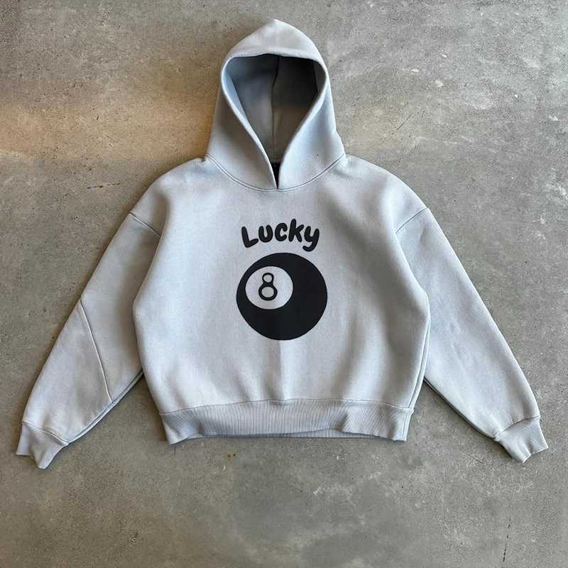 Y2k Vintage Fashion No 8 Ball Print Hoodies Harajuku Hip Hop Long Sleeve Sweatshirt Spring Men Loose Hooded Pullover Streetwear W251106