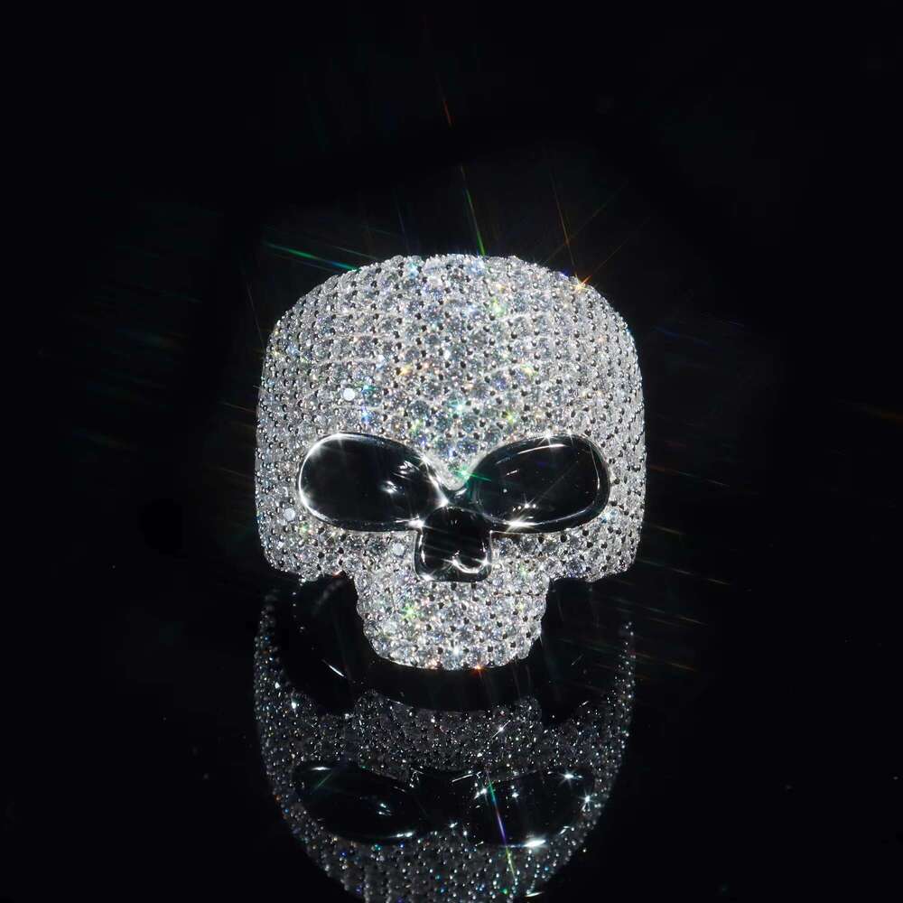 Personalized Iced Out Skelton Sier and VVS1 Moissanite Ready to Ship Customized HipHop Rings Print Inner Mark