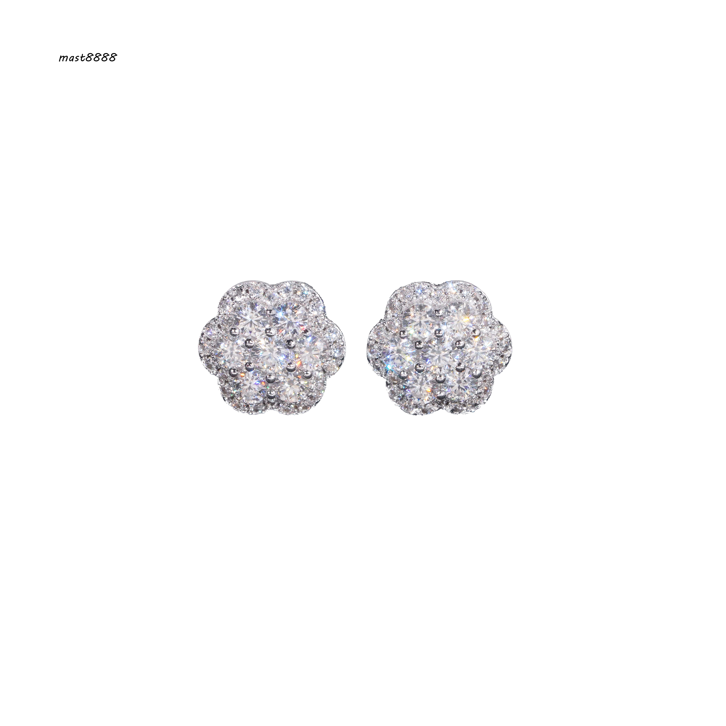 New Stocks Pass Diamond Tester GRA Certified VVS Diamond 925 Sterling Silver Cluster Moissanite Stud Earrings