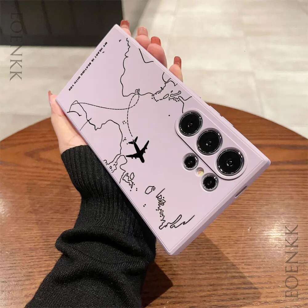 Silica gel Phone Case For Samsung Galaxy S25 S24 S23 S22 S21 S20 Ultra FE Plus Note 10 20 Lite Airplane Route Desian Cover