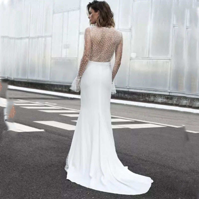 2025 Womens Spring Fashion New Dress Sexy V-neck Perspective Dress