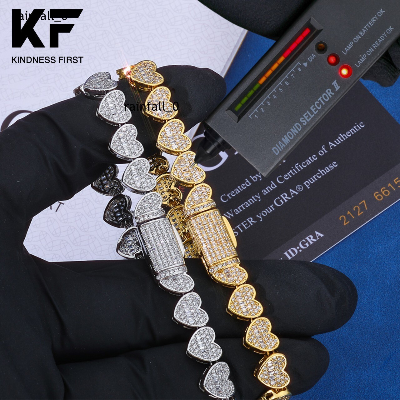 Hip Hop Fine Jewelry 8mm Tennis Chain 925 Silver Iced Out VVS Moissanite Mixed Inlay Baguette Heart Bracelet