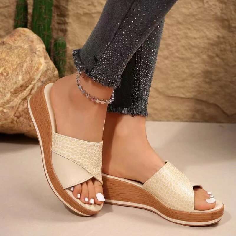 2025 New Ma Po Heel Sandals With No Print Thick Bottomdesigner Summer Shoes Slope Heel Shoeswomen's Slippers Trendy Sandals