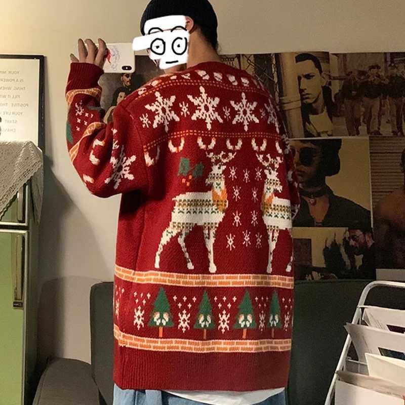 Christmas Pullovers Men Loose Fashionable Leisure Ins Chic Oversize Thicker Sweaters All-match Strtwear Holiday Couples Retro X251106