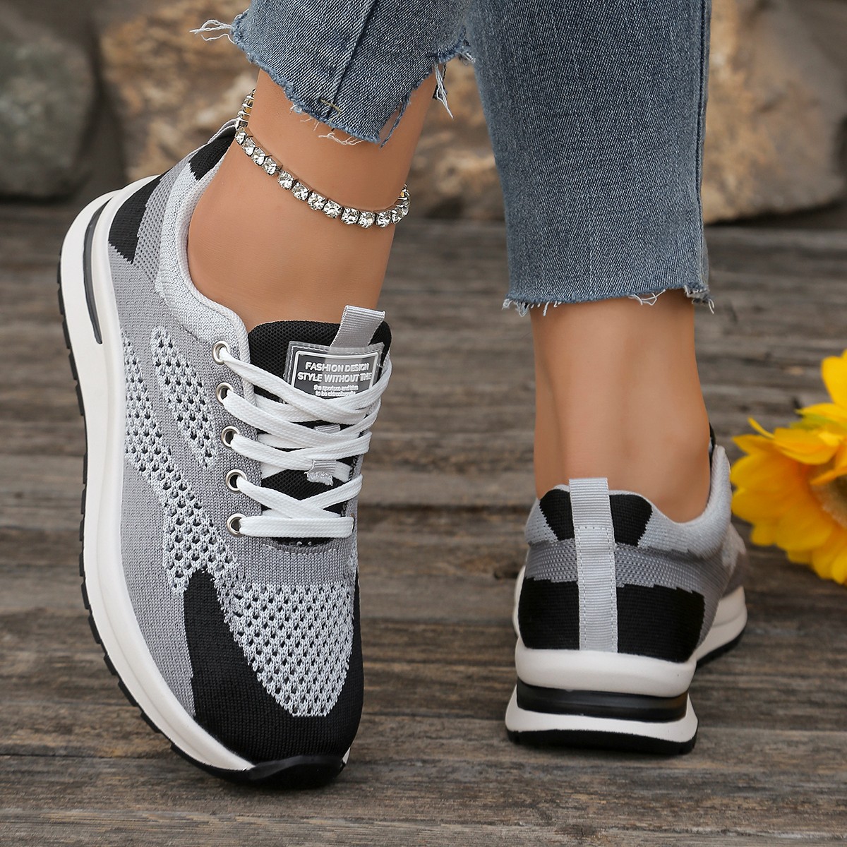 Breathable Mesh Sneakers for Women Spring Autumn Comfortable Lightweight Running Sports Shoes Woman Lace-Up Platform Female