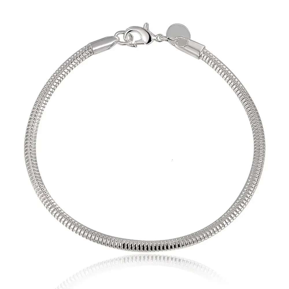 Sterg Sier 3mm Snake Chain 8 inches Basis Bracelet For Woman Charm Wedding Engagement Fashion Party Jewelry