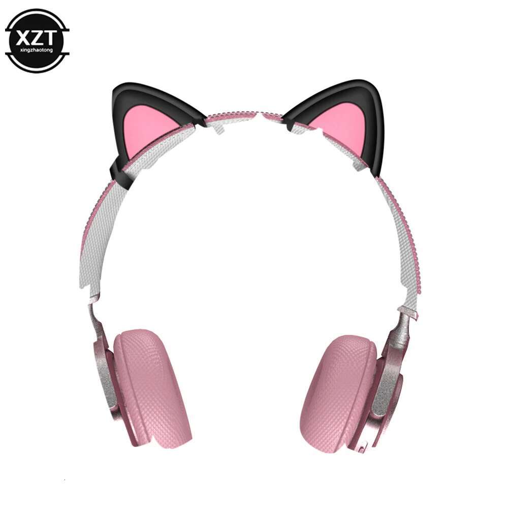 Pink Silicone cat for headphones black wireless wired headset gamer cute ears lovely kids girls helmet gaming accessories