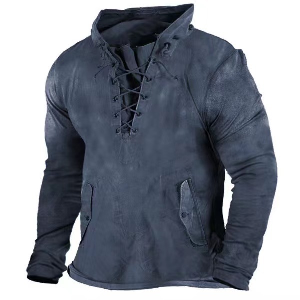Mens Spring and Autumn New 3D Digital Printed Military Hoodie Pullover for Men