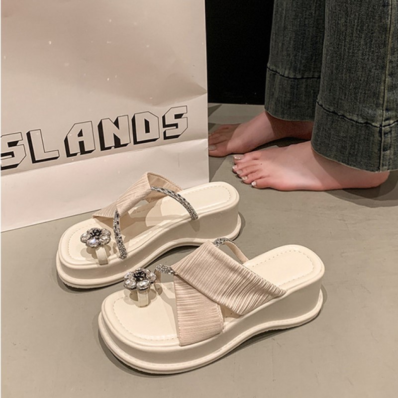 Designer Slope heel sandals free Shipping Toed slippers Thick soled sandal Height increasing sandals new