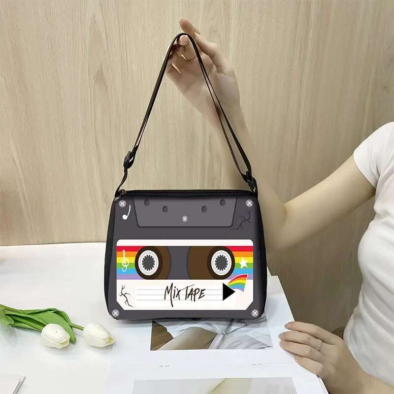 2025 Cassette Tape Recorder Print Shoulder Bag Back To 80s 90s Women Crossbody Bags for Travel Ladies Handbag Phone Purse Holder