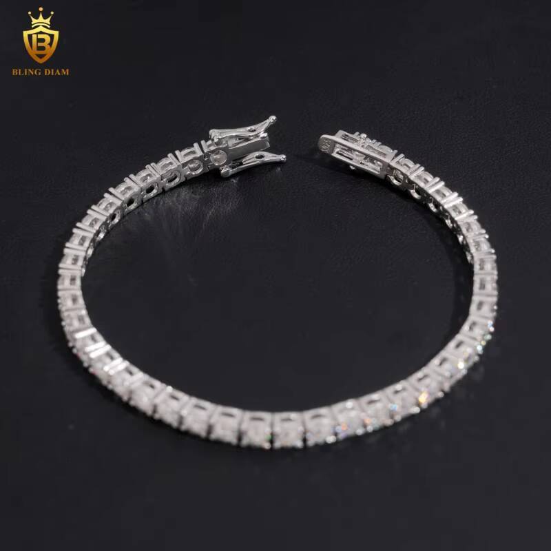 Hot Sale Pass Diamond Tester 4mm Iced Out Luxury Moissanite Diamond Tennis Necklace S925 Moissanite Chain Necklace Bracelet
