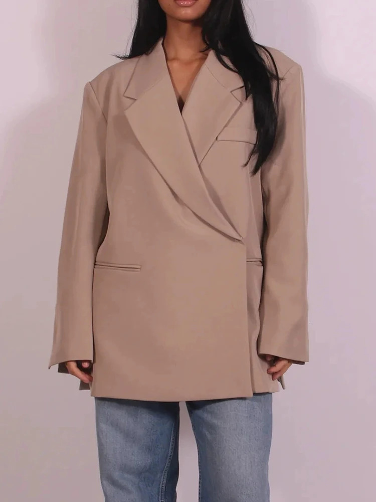 Circyy Blazers for Women Long Sleeves Oversize Suit Jacket Turndown Collar Button Outerwear Spring Autumn Office Lady 251106