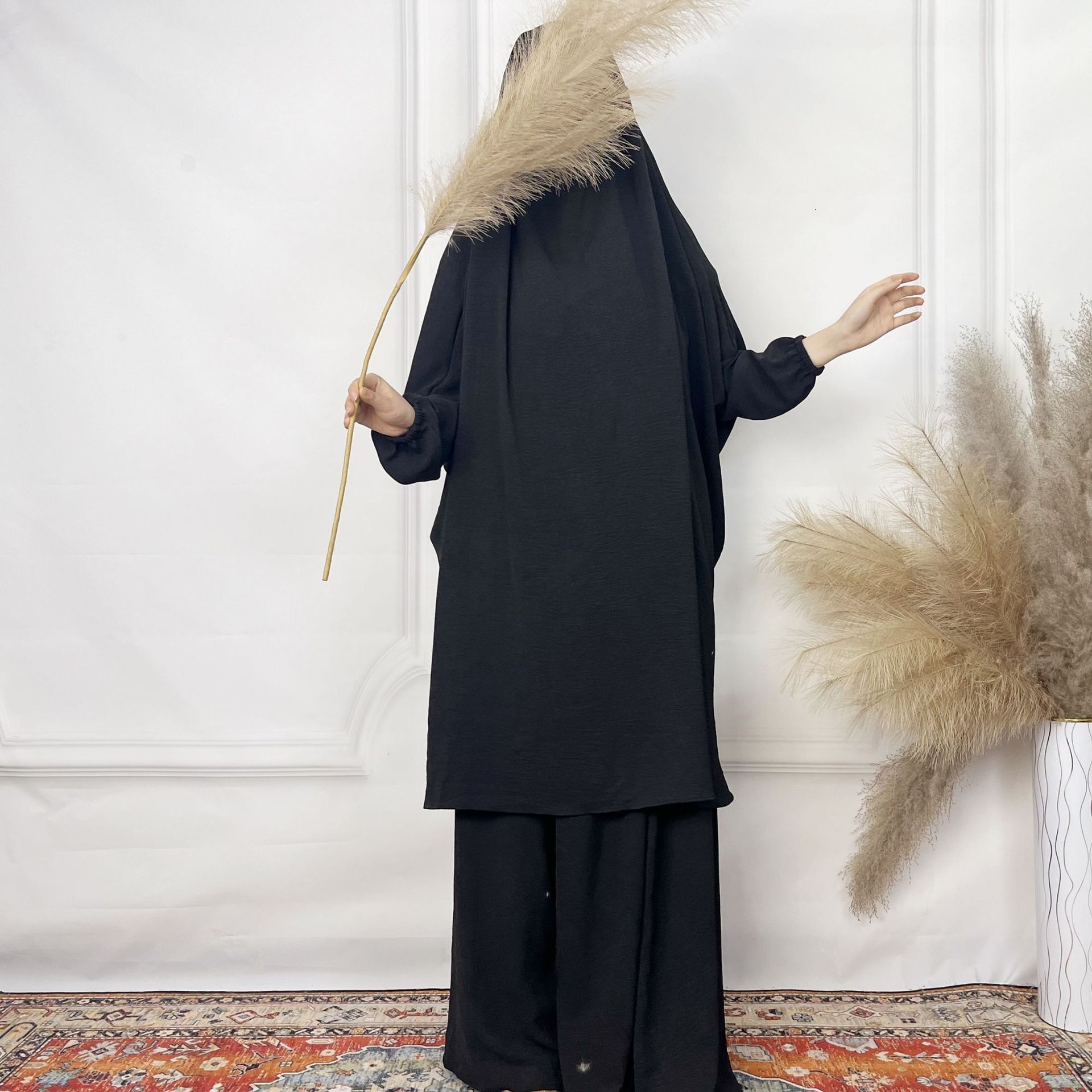 Ice Silk Wrinkle Strap Skirt Two Piece Set Fashion Women's Robe Dress Abaya Maxi Dresses Islamic Clothing