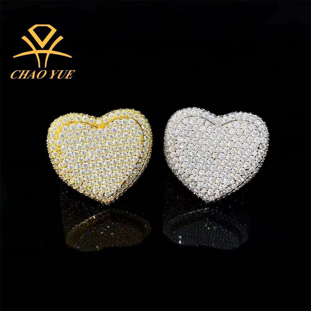 Men's/Women's S Sier Inlaid Moissanite Heart-Shaped Ring Trendy Fashion Accessory