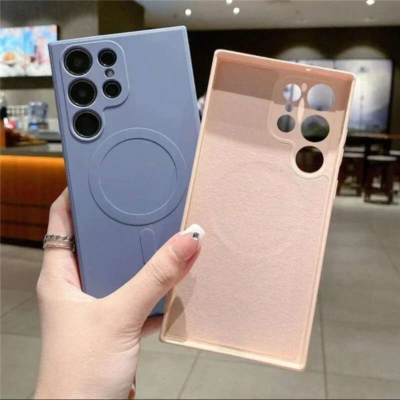 Liquid Silicone Magsafe Case For Samsung Galaxy S25 S24 S23 S22 Ultra Plus FE A55 A15 A35 4G 5G Magnetic Wireless Charging Cover