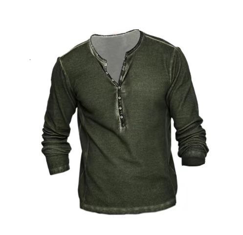 Mens 2025 new mens standing collar printed military uniform top mens long sleeved T-shirt mens