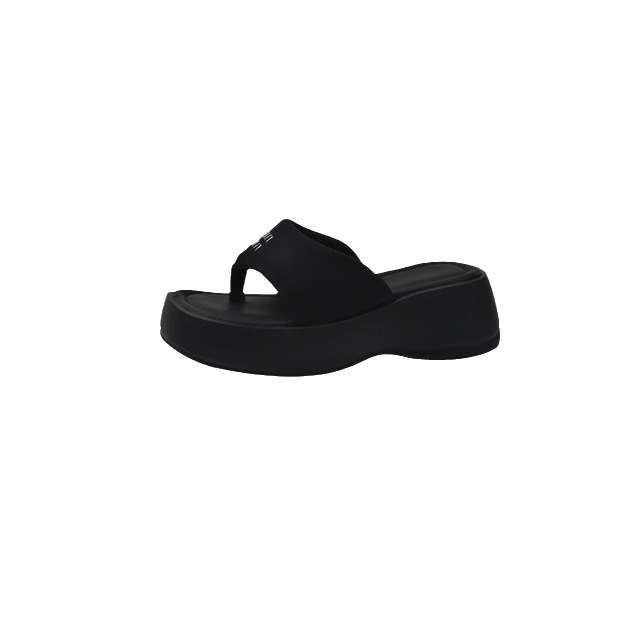 designer shoes 2025 new Women's summer outdoor thick-soled flip-flop sandals match with skirts height increasing black beach slipper sandals