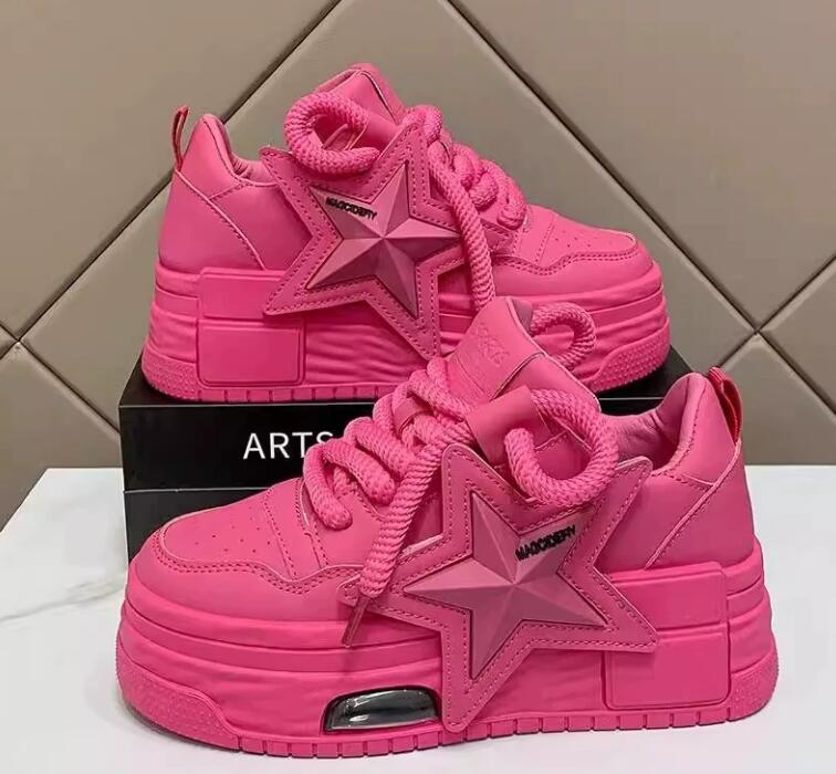 2025 autumn fashion trend new board shoes for women, comfortable five pointed star thick soled sponge cake casual shoes, white shoes for women Z 10.28 - view 3