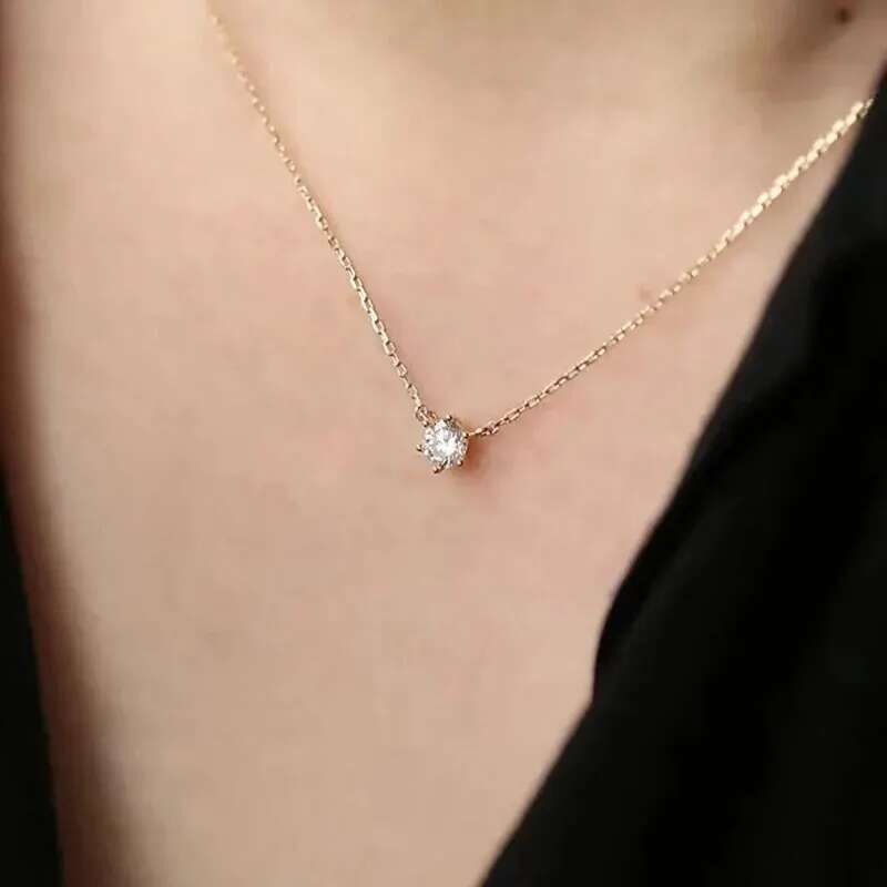 S Sterg Sier Necklace Set with Zircon Electroplated 14k Gold Women's Fine Style