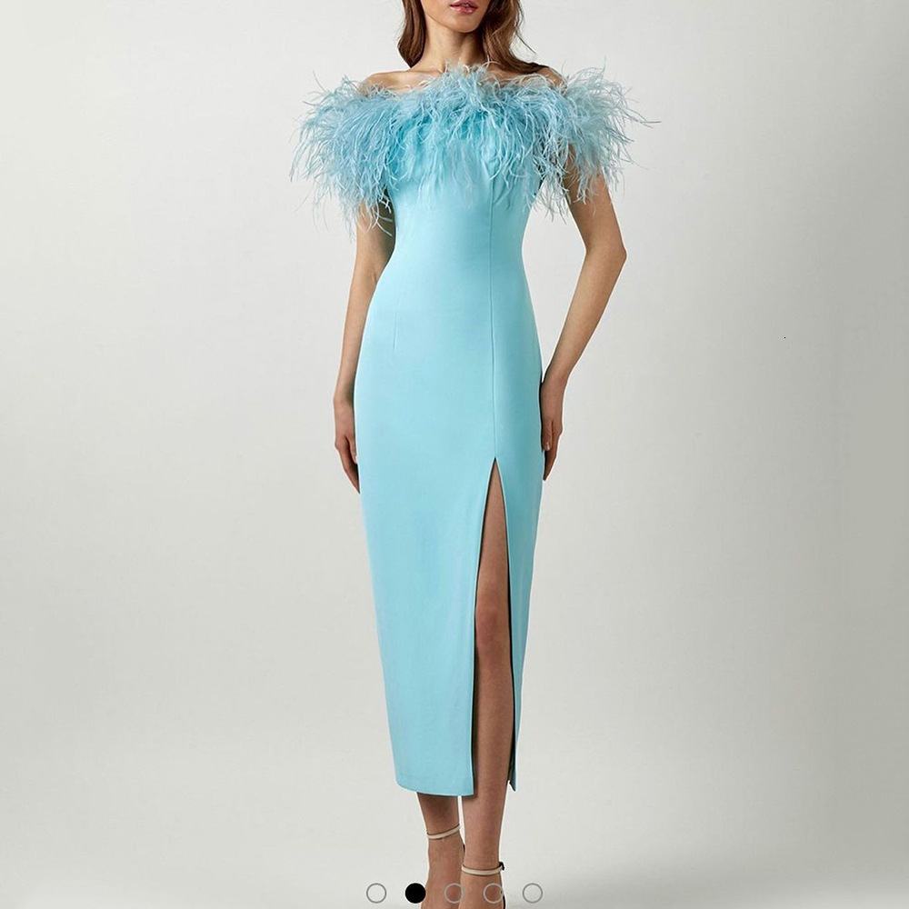 2025 Spring/summer New Womens One Shoulder Evening Dress Feather Celebrity Dress Banquet Style Long Dress