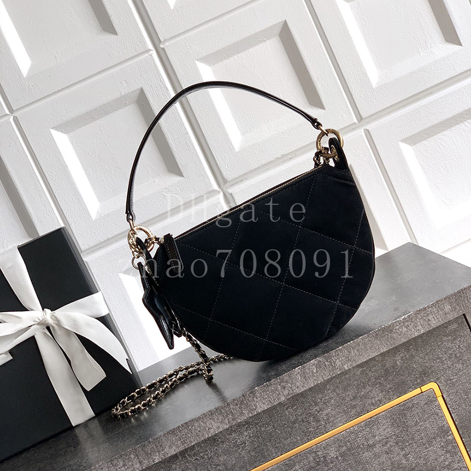 Velvet-Effect Nylon Clutch Bag 22CM Luxury Designer Chain Bag Calfskin leather Shoulder Bag Diamond quality With box CAP4791