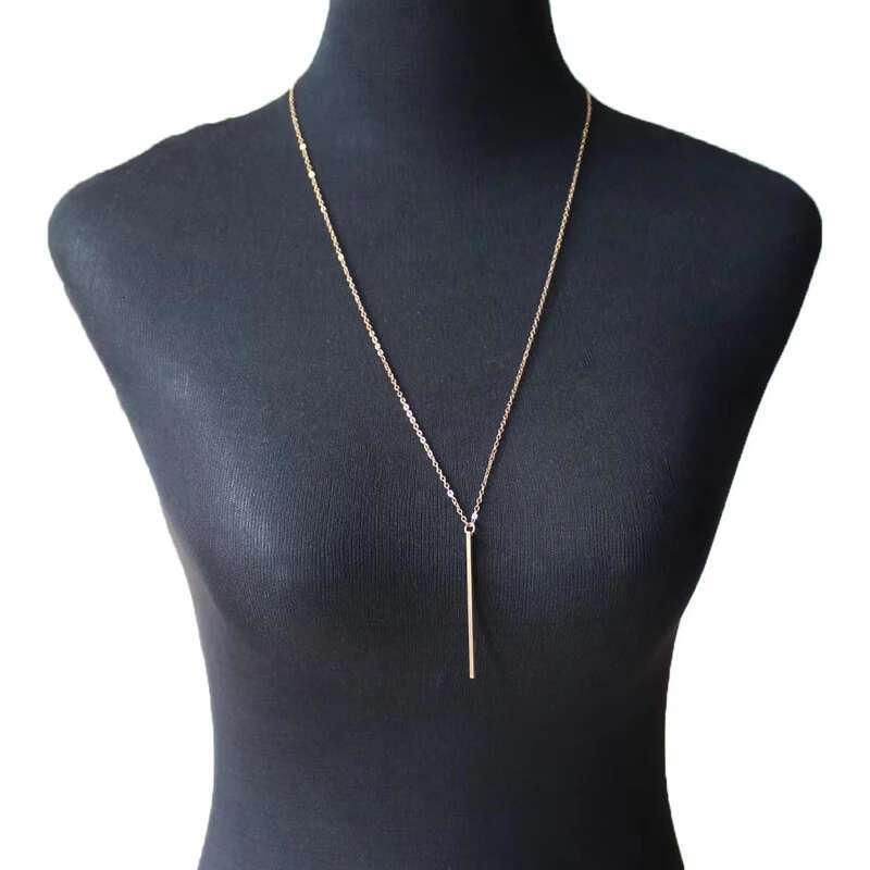New 60cm Pure Sterg Sier Long Necklace Curb O-Chain Choker pendant Bar Shaped Necklaces Women Girls Gift Fine Jewelry