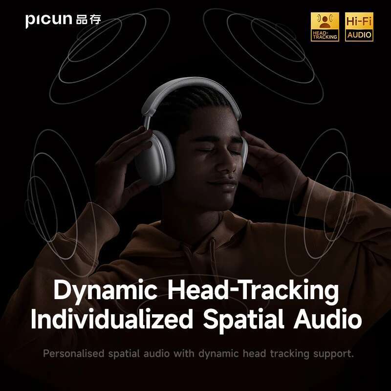 Picun F8 Pro Wireless Headphones 3D Spatial Audio Head Tracking -52dB ANC HIFI Bluetooth Headset ENC HD Mic Low-Latency APP