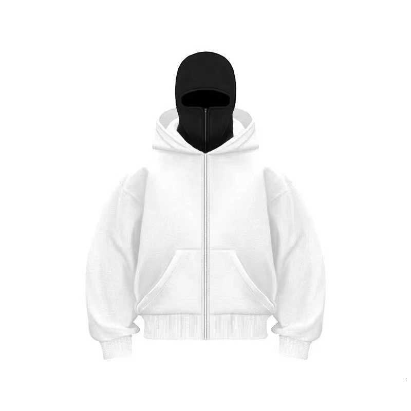 2025 Autumn Men Balaclava Y2K Gothic Harajuku Winter New Item Double Hooded Sweatshirt Mens Hooded Mask Zipper Sportswear Women W251106