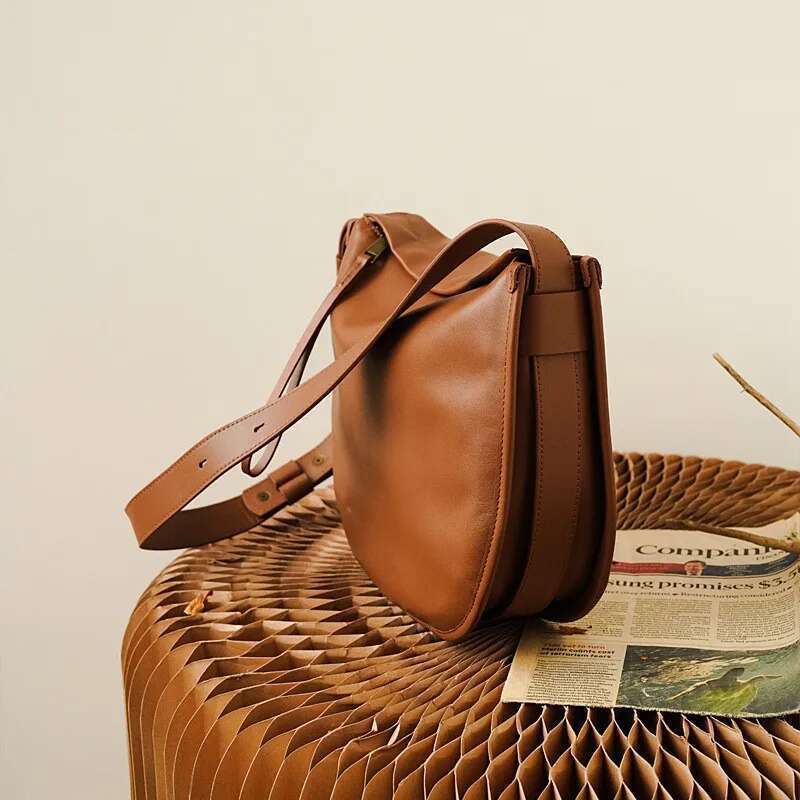 Johnature Genuine Leather Women's Bag 2025 New Solid Color Simple Soft Cowhide Handmade Shoulder Crossbody Bags