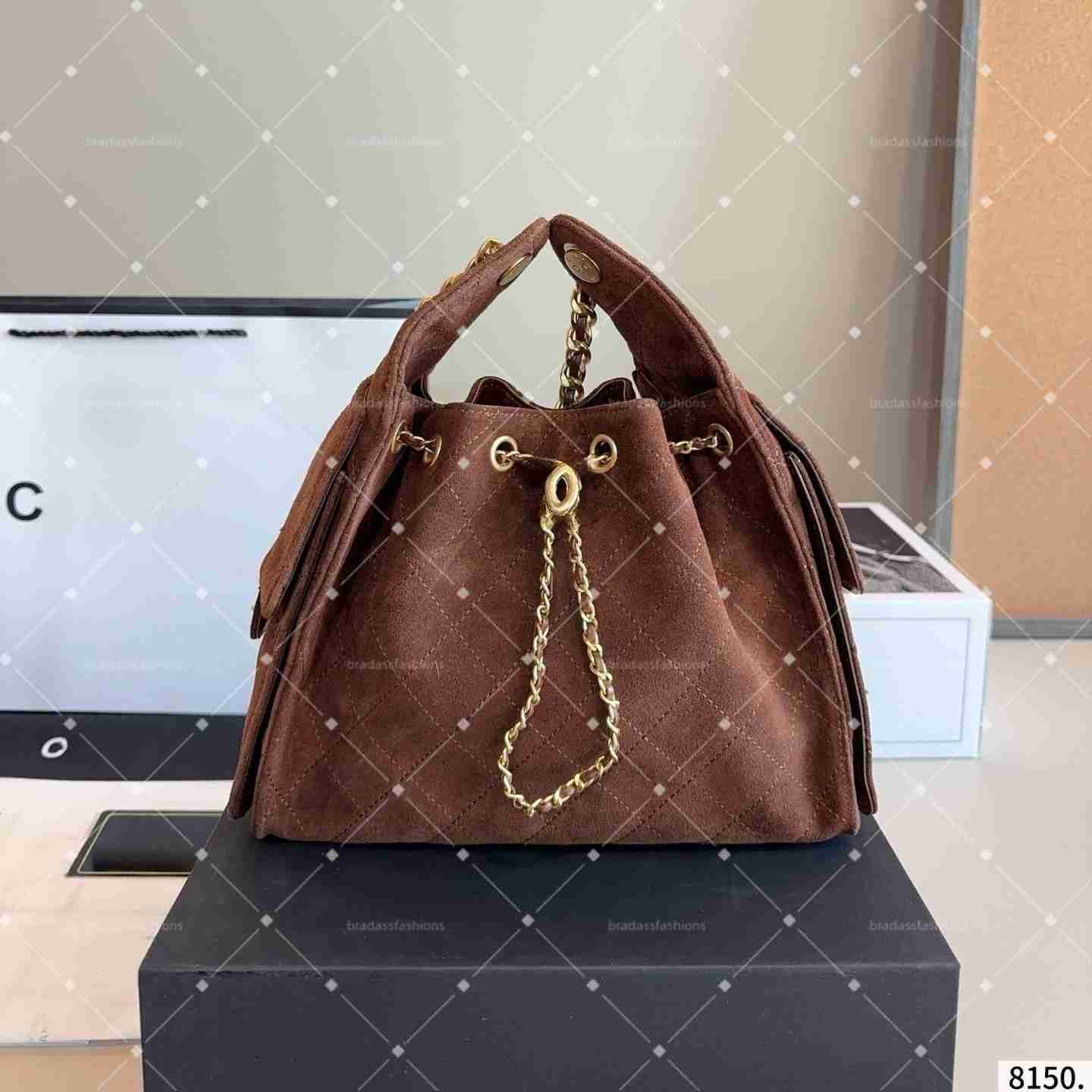 Evening Bags Designer shoulder diamond check long chain fashion bucket crossbody bag Big homeless person 25 suede leather grey casual luxury brand Medium hobo0