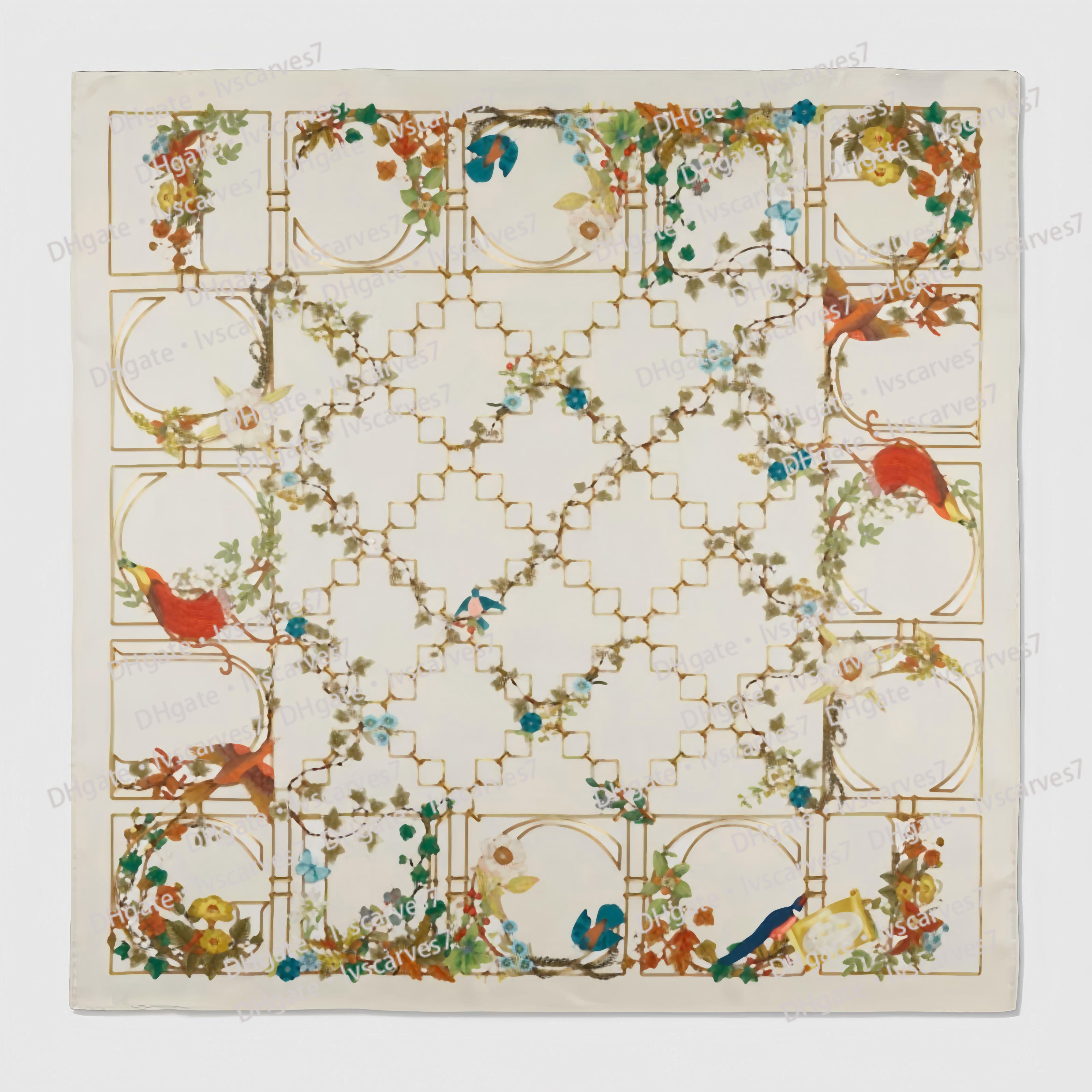 Designer Square Fashion Letter Edge Printing Hundred Matching Soft Decorative Women&#039;s Section Silk Scarf Temperament Flowing Woman 90X90cm 776