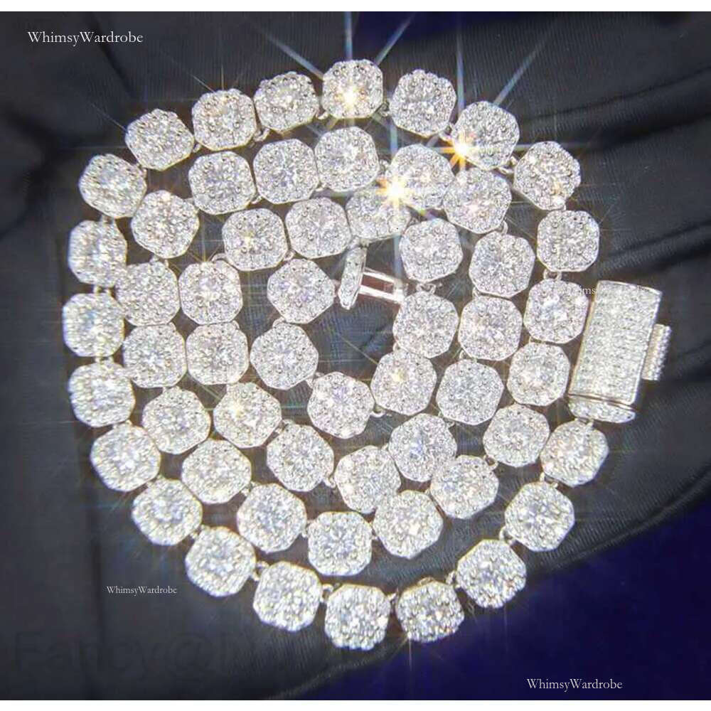 Ice Out Vvs Cuba k S Sier 8mm 12mm large tennis chain Solid back Hip Hop Necklace Moissanite Bracelet Dia Custom
