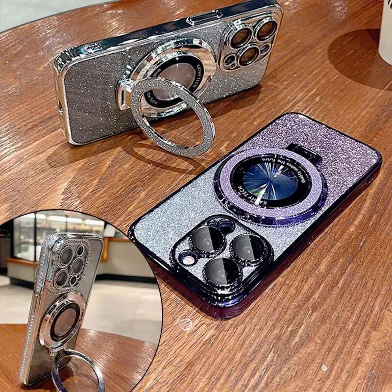 S24FE with bracket Glitter For Samsung Galaxy Note 20 Ultra 10 S24 S23 S22 S21 S10 S9 Plus Case Holder