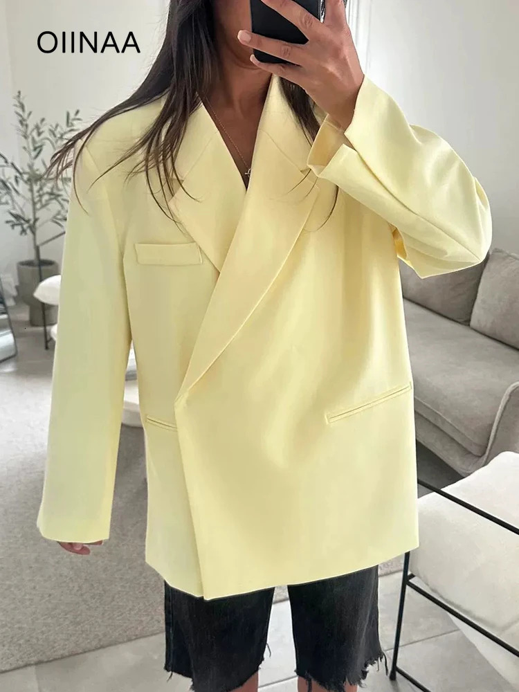 Circyy Blazers for Women Long Sleeves Oversize Suit Jacket Turndown Collar Button Outerwear Spring Autumn Office Lady 251106