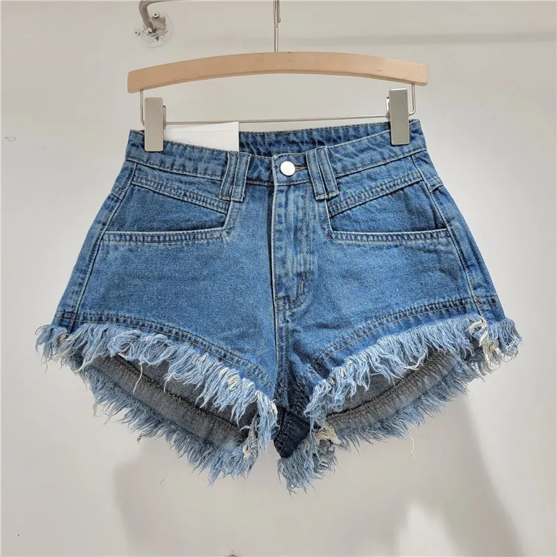 Original denim shorts womens jeans high waisted fringe A-line wide leg pants boots shorts 250402