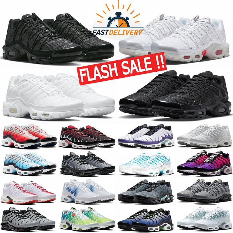 Designer Running Shoes TN Men Women Shoes Model Triple White Black Metallic Silver Outdoor trainers Shoes Casual shoes