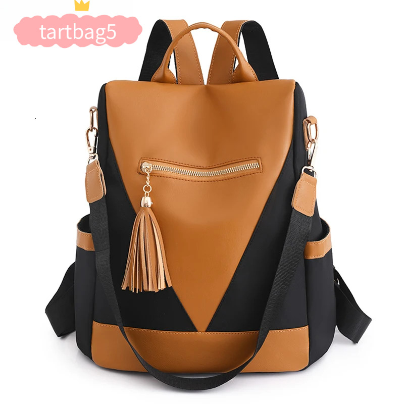 Women Casual Anti-Theft Patchwork Color Large Capacity Nylon Fabric Youth Backpack Student Travel Backpacks