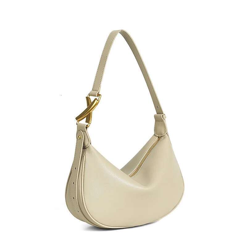 Women's Genuine Leather 2024 New One-Shoulder Underarm Crescent Cowhide High Sense Large Capacity Crossbody Dumpg Bag